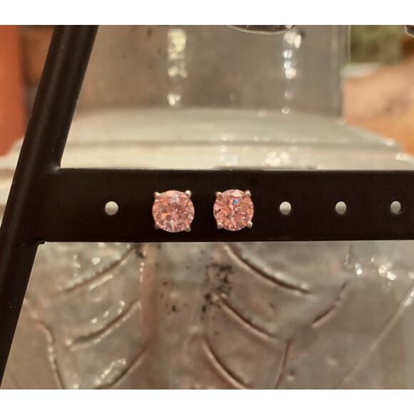 Sterling Silver and CZ Stud Earrings - Picture 1 of 3
